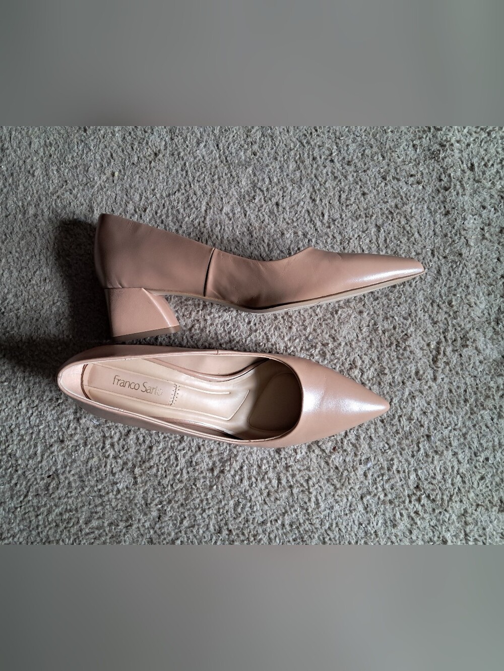 Franco Sarto nude leather pointed toe kitten heel